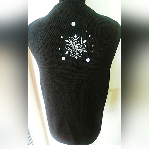 Y2K Snowflake Sweater Vest Rhinestone Beading Sequins Knitwear Small Kikit - Picture 8 of 9